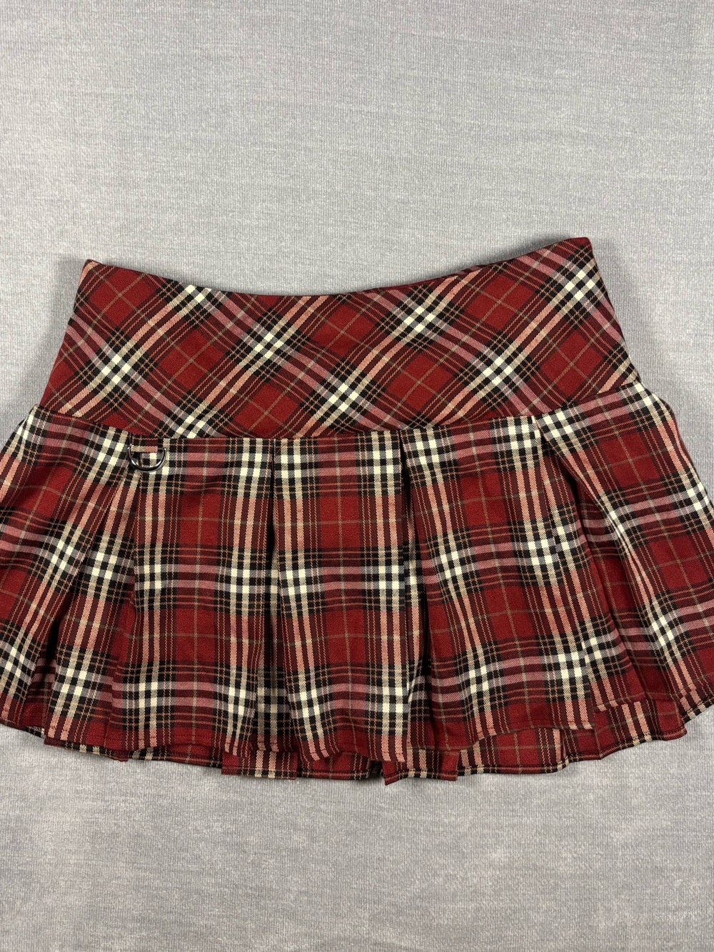 Red Plaid Pleated Mini Skirt